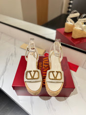 VLTN ESPADRILLE WEDGE SANDALS 25S 90 MM IN WHITE LAMBSKIN STYLE 3