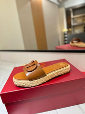VLTN ESPADRILLE SLIDES 25S IN LIGHT BROWN LAMBSKIN STYLE 7