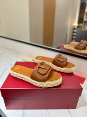 VLTN ESPADRILLE SLIDES 25S IN LIGHT BROWN LAMBSKIN STYLE 7