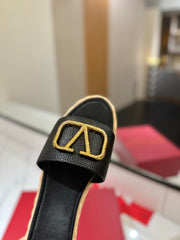 VLTN ESPADRILLE SLIDES 25S IN BLACK LAMBSKIN STYLE 5
