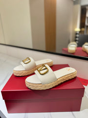 VLTN ESPADRILLE SLIDES 25S IN WHITE LAMBSKIN STYLE 3