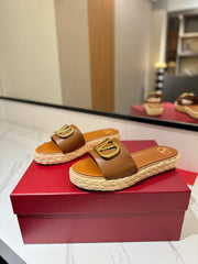 VLTN ESPADRILLE SLIDES 25S IN BROWN LAMBSKIN STYLE 2
