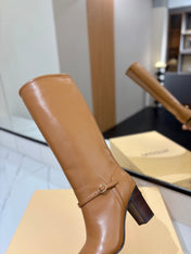 VALENTINO 25S GARAVANI PATTIE KNEE-HIGH BOOTS 80 MM IN BROWN CALFSKIN