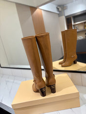 VALENTINO 25S GARAVANI PATTIE KNEE-HIGH BOOTS 80 MM IN BROWN CALFSKIN