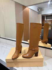 VALENTINO 25S GARAVANI PATTIE KNEE-HIGH BOOTS 80 MM IN BROWN CALFSKIN