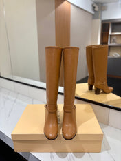 VALENTINO 25S GARAVANI PATTIE KNEE-HIGH BOOTS 80 MM IN BROWN CALFSKIN