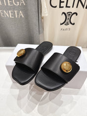 LOEWE 26S PEBBLE SLIDE IN BLACK CALFSKIN GOLD HARDWARE