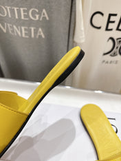 LOEWE 26S PEBBLE SLIDE IN YELLOW CALFSKIN GOLD HARDWARE