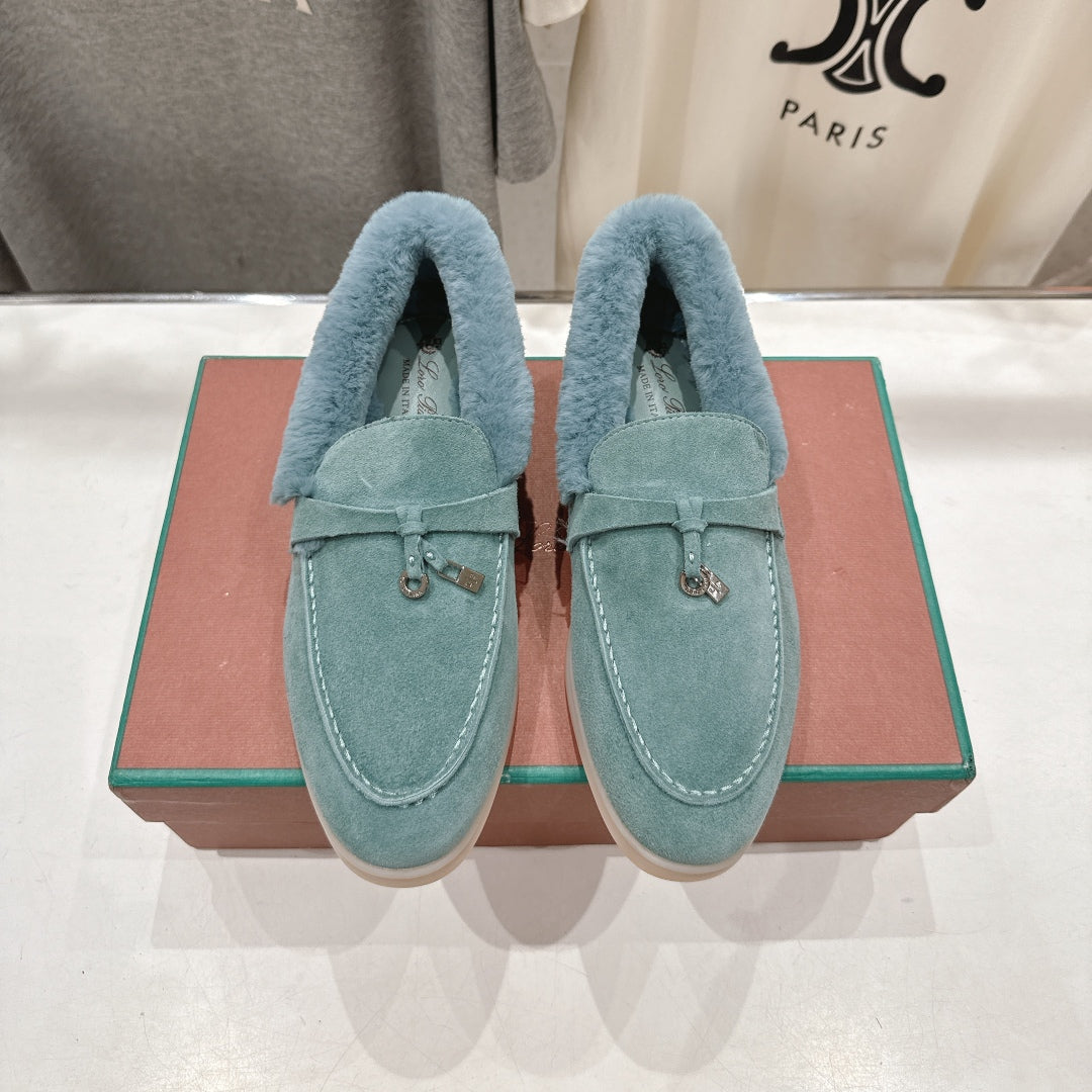 LP 25S SUMMER CHARMS WALK LOAFERS IN DUSTY TEAL SUEDE AND FLEECE