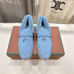 LP 25S SUMMER CHARMS WALK LOAFERS IN DARK PASTEL BLUE SUEDE AND FLEECE