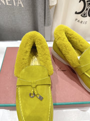 LP 25S SUMMER CHARMS WALK LOAFERS IN OLIVE YELLOW SUEDE AND FLEECE