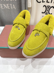 LP 25S SUMMER CHARMS WALK LOAFERS IN OLIVE YELLOW SUEDE AND FLEECE