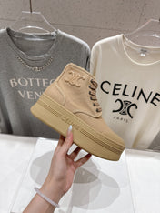 CELINE 26S BOOTS IN LIGHT CAMEL BEIGE CANVAS