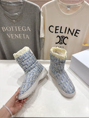 DIOR 25S ANKLE BOOTS IN BLUE FEATHER