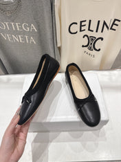 CELINE 26S BALLET FLATS IN BLACK CALFSKIN WITH BOW