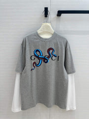 Gucci 25 Printed Long-sleeved T-shirt Gray Cotton