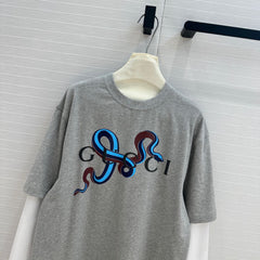 Gucci 25 Printed Long-sleeved T-shirt Gray Cotton