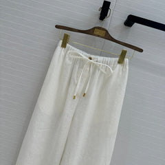 LP STRAIGHT-LEG LINEN PANTS IN WHITE
