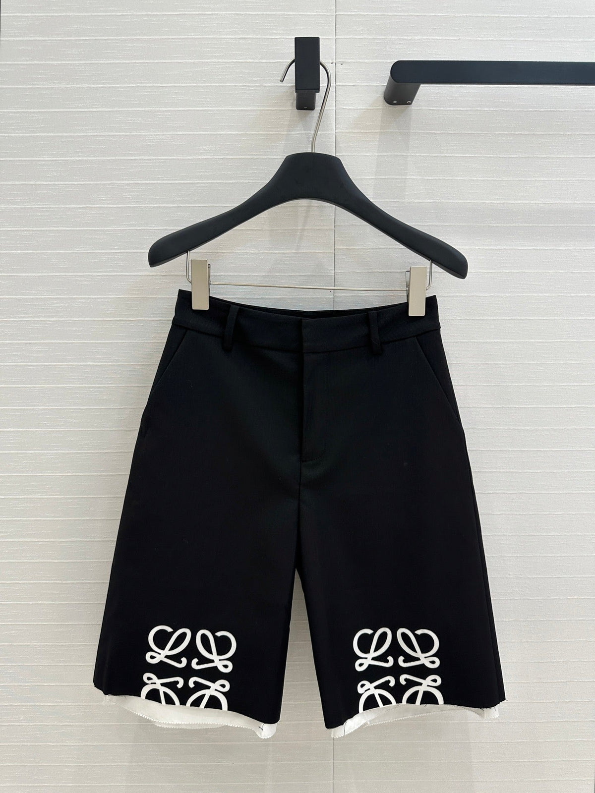 Loewe Striped Mid-length Shorts Black Cotton