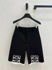LOEWE MID-LENGTH BLACK WHITE MIX PANTS WITH LOGO