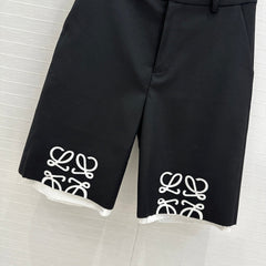 LOEWE MID-LENGTH BLACK WHITE MIX PANTS WITH LOGO