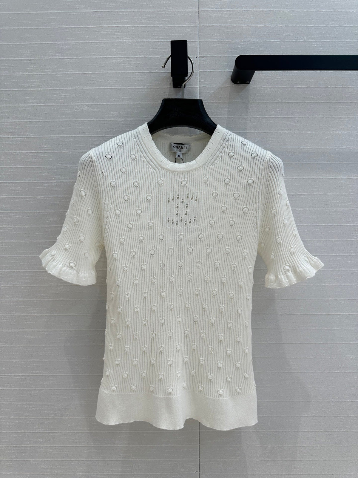 CC 25 Hollow Knitted T-shirt White cotton