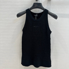 CC 25 Knitted Vest Black Cotton