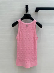 CC 25 Knitted Vest Pink Cotton