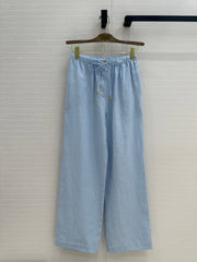 LP STRAIGHT-LEG LINEN PANTS IN BLUE