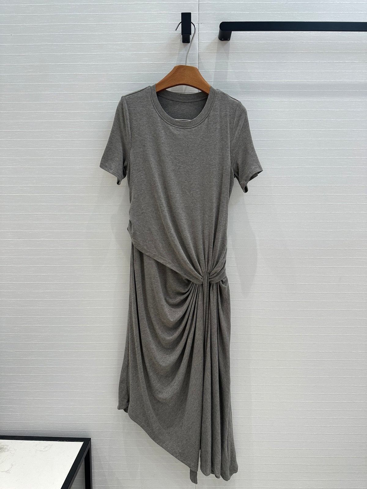 Loewe 25 Knotted Short-sleeved Dress Gray Viscose