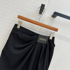 Loewe 25 Draped Skirt Black Polyester Fiber
