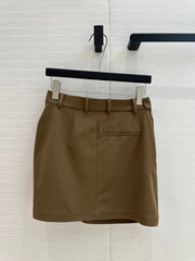 Loewe 25 Draped Skirt Khaki Brown Polyester Fiber