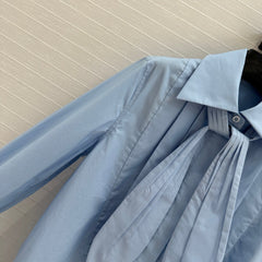 Loewe 25 Pleated Flower Knot Shirt Blue Cotton