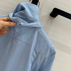 Loewe 25 Pleated Flower Knot Shirt Blue Cotton