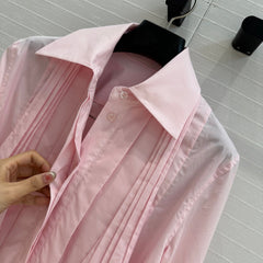 Loewe 25 Pleated Flower Knot Shirt Pink Cotton