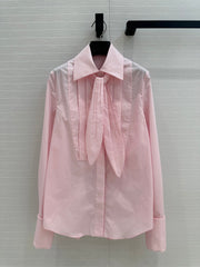 Loewe 25 Pleated Flower Knot Shirt Pink Cotton
