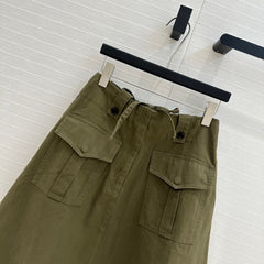 PRADA MOSS GREEN A-LINE SKIRT 264360