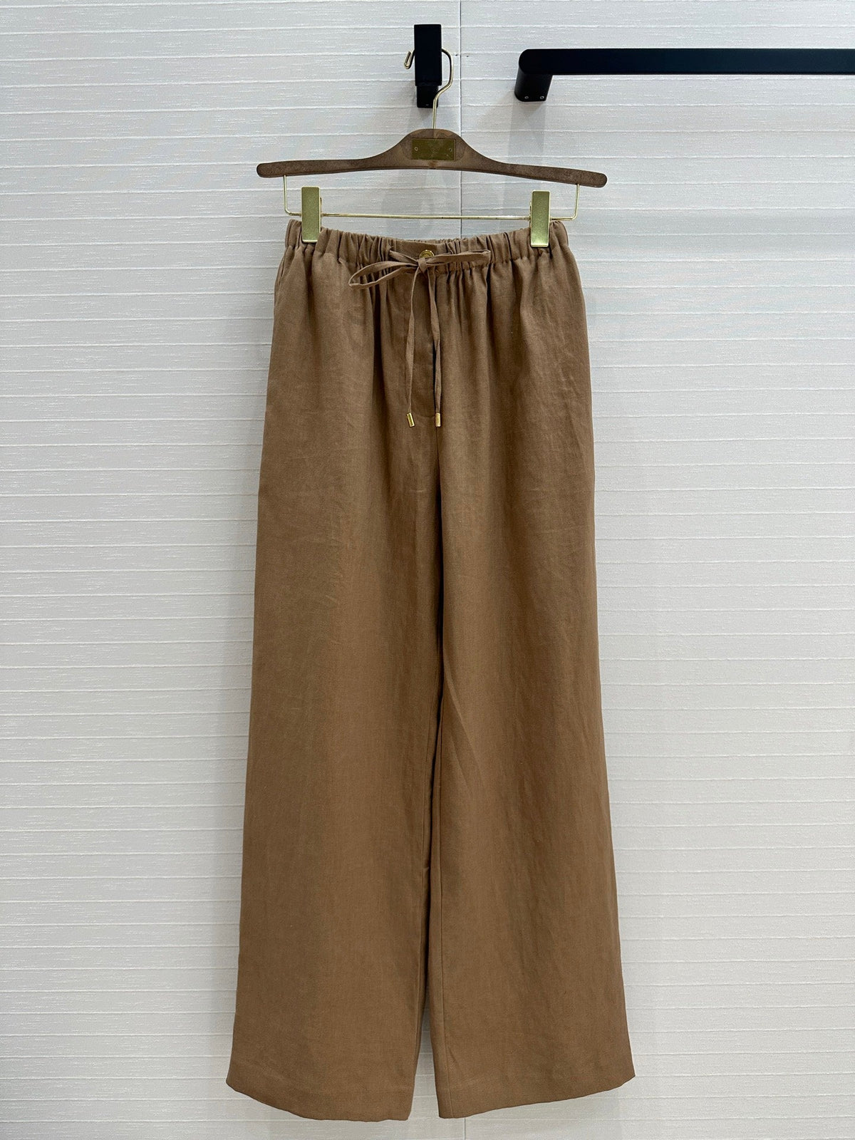 LP STRAIGHT-LEG LINEN PANTS IN BROWN