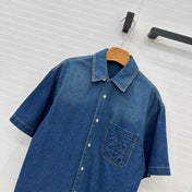 Loewe Denim Short-sleeved Shirt Blue Cotton