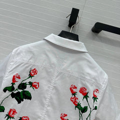 Loewe Rose Print Short-sleeved Shirt White Cotton
