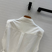 Loewe 25 Lace-up Waist Sleeveless Shirt White Linen