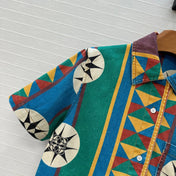 LOEWE SHORT-SLEEVE PRINTED DENIM SHIRT 264373