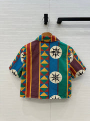 LOEWE SHORT-SLEEVE PRINTED DENIM SHIRT 264373