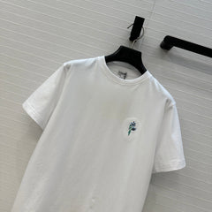 LOEWE WHITE EMBROIDERED LOGO T-SHIRT