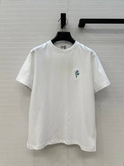 LOEWE WHITE EMBROIDERED LOGO T-SHIRT