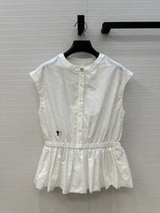 DIOR WHITE SLEEVELESS TOP WITH RUCHED WAIST