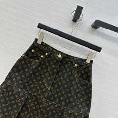LV A-LINE DENIM SKIRT WITH LOGO 264400