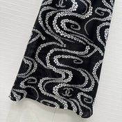 CC 25 Wave Pattern Long Skirt Black Silk Cotton