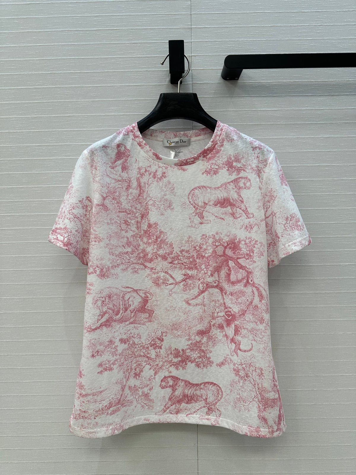 DIOR GRAPHIC PRINT T-SHIRT IN WHITE AND PINK