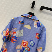 LV SHORT-SLEEVE PRINTED SILK BLOUSE 268222